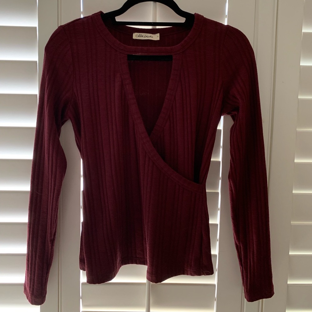 Maroon long sleeve top